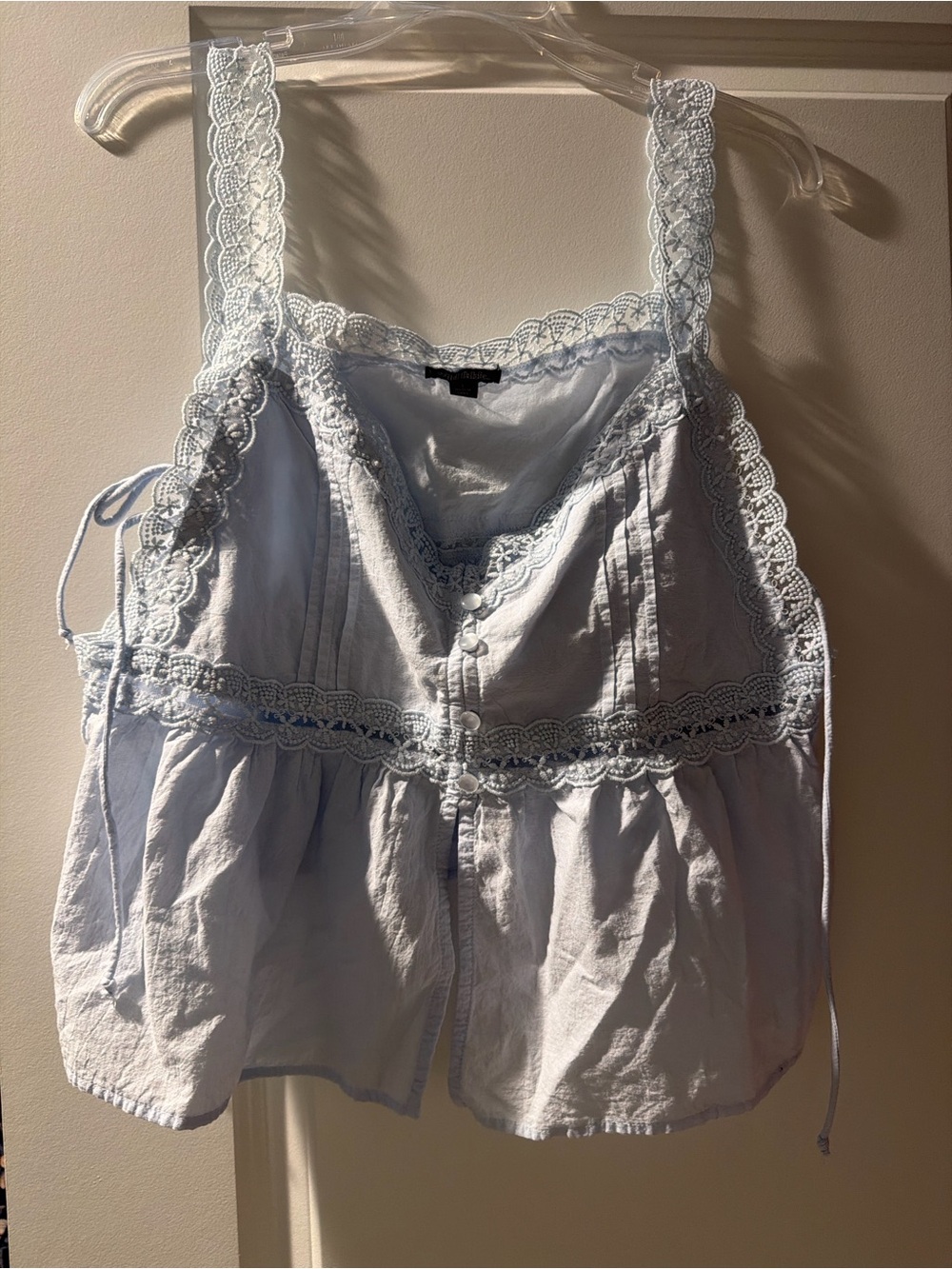 wild fable Light Blue Lace-Trim Peplum Tank